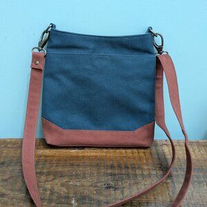 Verrv Blue Green Canvas Crossbody Bag